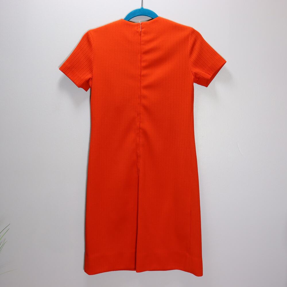 Vintage‎ Maggs Head Tomato Red Ribbed Shift Dress Retro Minimalist Size 10 - Picture 2 of 4